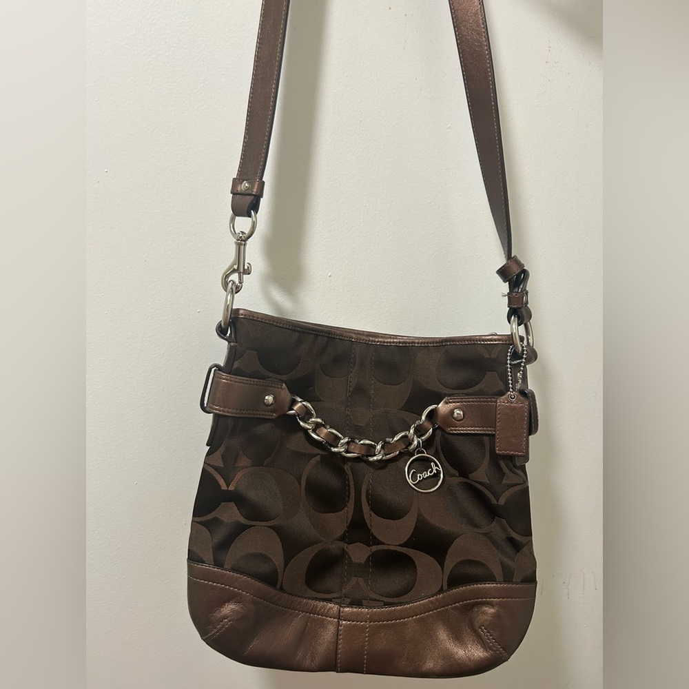 Coach chocolate brown signature purse.